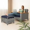 VINGLI 2 Pieces Outdoor Patio Ottomans with Storage, Wicker Storage Ottoman Rattan Footstool w/Removable Cushion - 2 of 4
