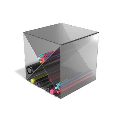 Smoke ABS Plastic 6" Cube-Shaped Desk Shelf with 4 Compartments