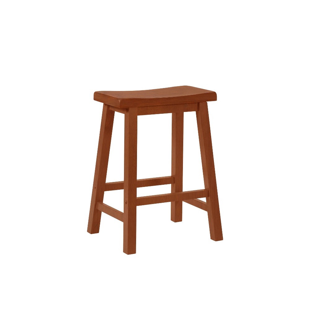 Owen Backless Saddle Counter Height Barstool Brown - Powell Company: Solid Wood, Honey Finish, 275 lb Capacity