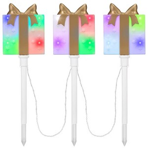 Gemmy Orchestra of Lights 3 LED Color-Changing Gift Box Pathway Stakes - 1 of 4