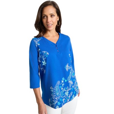 Jessica London Women's Plus Size Stretch Cotton Henley Top