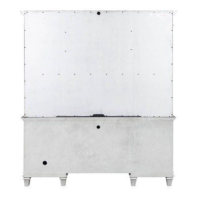 Hartford Weathered White Hardwood Hutch with Touch Lighting