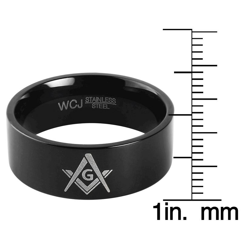 Men's West Coast Jewelry Blackplated Stainless Steel Masonic Ring, 3 of 4