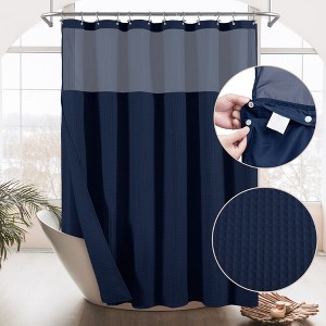 Cotton Blend Soft Waffle Weave Shower Curtain with Snap in Liner - 1 of 4