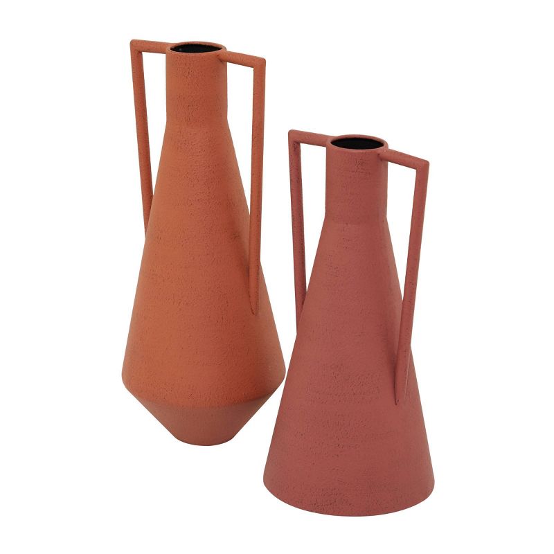 Set of 2 Metal Vase with Handles Orange - Olivia &#38; May, 5 of 9