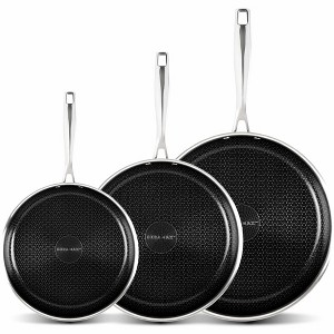 Ceramax 3 Piece Ceramic Stainless Steel Nonstick Fry Pan Set 8” 10” 12” Triply Induction Cookware - 1 of 4