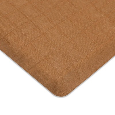 Babyletto Burnt Sienna Muslin All-Stages Midi Crib Sheet, GOTS Certified Organic Cotton