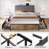 Bed Frame With Headboard with Storage Nightstand and Charging Station, Metal Platform Bed Frame Ergonomic Headboard,No Box Spring Needed - 2 of 4