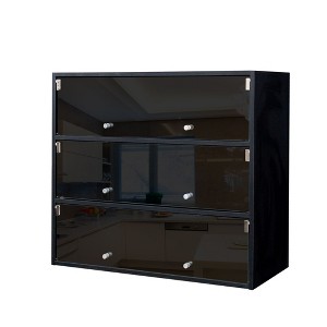 Okak Shoe Cabinet with Three Glass Doors, Shoe Storage with Metal Handle, Shoe Cabinet Storage for Entryway, Living Room - 1 of 4