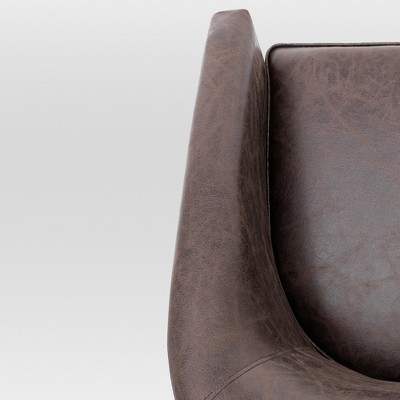 Dark Chocolate Faux Leather Swivel Barrel Chair