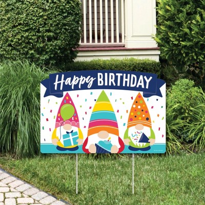 Big Dot of Happiness Gnome Birthday - Happy Birthday Party Yard Sign Lawn Decorations - Happy Birthday Party Yardy Sign