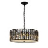 ALOADECOR 6-Light Black Mondern Farmhouse Lantern Drum Chandeliers With Crystal Accents - 3 of 4