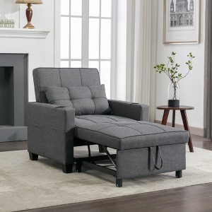 KWPZQEB 3-in-1 Pull Out Sleeper Chair Beds, Convertible Chair Futon Chair Bed with USB Ports & Cup Holder, Armchair Bed for Living Room, Bedroom - 1 of 4