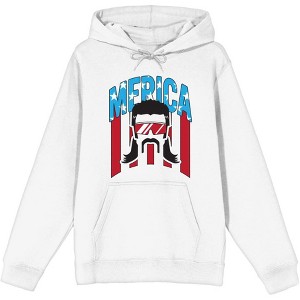 Americana Merica Mustached Man Adult Long Sleeve Hoodie - 1 of 2