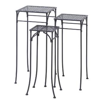 Set of 3 Traditional Iron Rectangular Plant Stands - Olivia & May