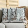 Winter Deer Pillow Covers 18x18 Inch Set of 2, Winter Landscape Snow Tree - 3 of 4
