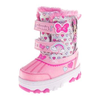 Josmo Kids Girls Minnie Mouse Boots, Water Resistant Snow Boots (Toddler/Little Kid)