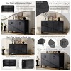 Farmhouse Storage Cabinet with 4 Doors,Entryway Cabinet with Metal Handles,Wood Sideboard Cabinet for Living Room or Small Spaces-Coolbibila - 3 of 4