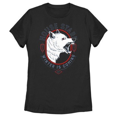 Women's Game Of Thrones House Stark White Wolf T-shirt - Black - Medium ...