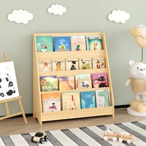 KTMBDW Bookshelf for Toddler 1-5 Years, Kids Wooden 4-Tier Front Facing Book Display Shelf for Bedroom, Playroom, Classroom - 1 of 4