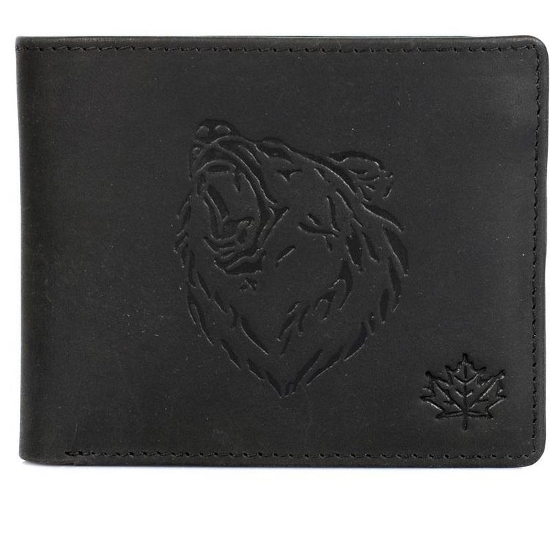 Karla Hanson CANADA WILD Men's Hunter Leather Wallet - Grizzly Bear, 1 of 6
