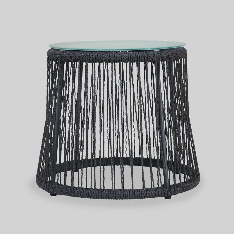 Southport Steel and Rope Side Table - Dark Gray - Christopher Knight Home, 1 of 6