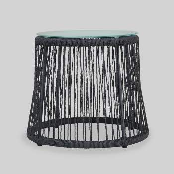 Southport Steel and Rope Side Table - Dark Gray - Christopher Knight Home