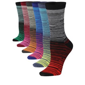 Women's 6-Pairs Colorful Vivid Ombre Transition Funky Space Dye Patterned Crew Dress Socks - 1 of 1