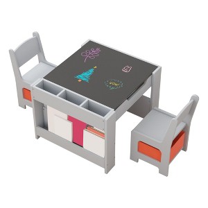Kids Table and 2 Chairs Set, 4-in-1 Kids Activity Table and 2 Chairs Set, Detachable Tabletop, Multifunctional Toddler Furniture - 1 of 4