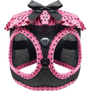Doggie Design American River Choke Free Dog Polka Dot Ruffle Harness-Hot Pink and Black - 1 of 3