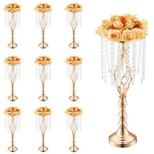 Angel Sar 10PCS Crystal Wedding Flower Stand Vase, 21.65 Inch Tall Gold Floral Centerpiece for Party Decor, Hollow Spiral Design and Carbon Steel Base - 1 of 4