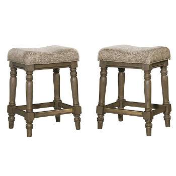 Set of 2 24" Balboa Park Backless Counter Height Barstools with Cushion Seat Roasted Oak - Intercon