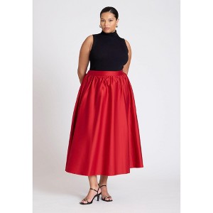 ELOQUII Women's Plus Size Sunburst Pleated Skirt - 18, Red - 1 of 4
