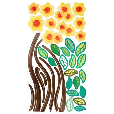 Slickblue Vinyl Flower & Leaf Wall Decals – Easy Peel and Stick Home Décor for Living Room, Bedroom & More