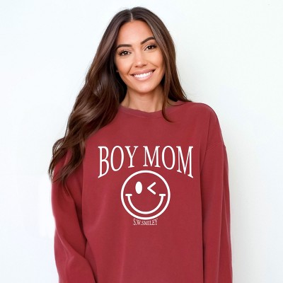 Simply Sage Market S.W.Smiley Boy Mom Outline Garment Dyed Sweatshirt