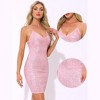Allegra K Women's Sparkly Spaghetti Strap Backless V Neck Mini Party Sequin Dress - 2 of 4