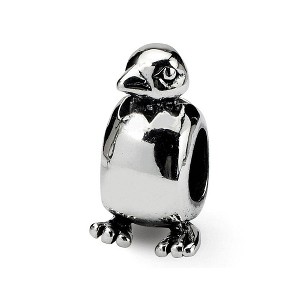 Black Bow Jewelry Sterling Silver Hatching Baby Bird Bead Charm - 1 of 3