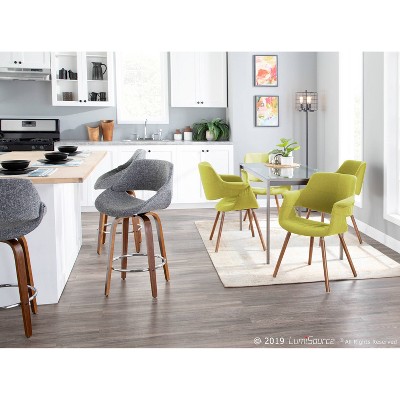 Mid-Century Modern Swivel Counter Stool in Steel Gray with Walnut Accents