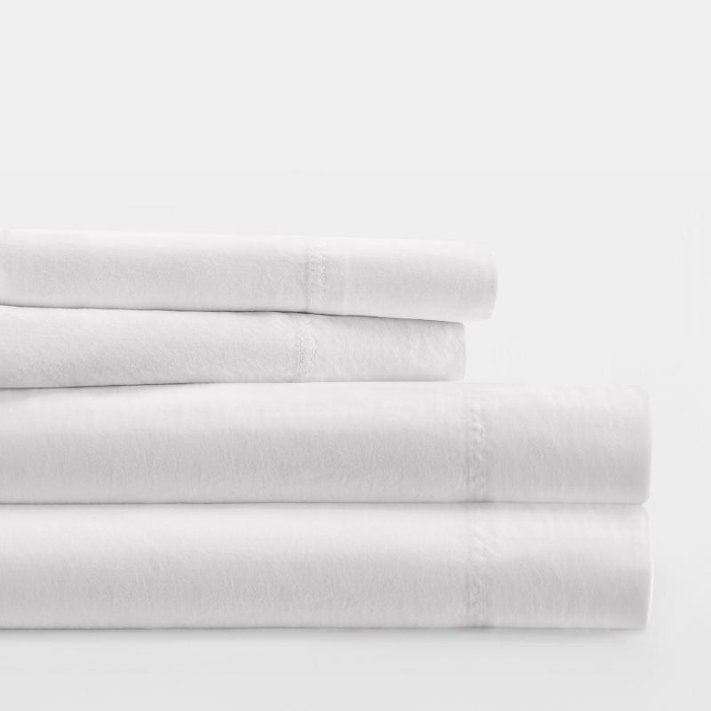 300 Thread Count 100% Cotton 4 Piece Solid Sheet Set Sateen Weave - Becky Cameron, 6 of 14