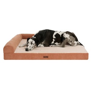 Plush & Grid Cord Orthopedic Deluxe L-Chaise Pet Bed for Dogs and Cats - 1 of 4
