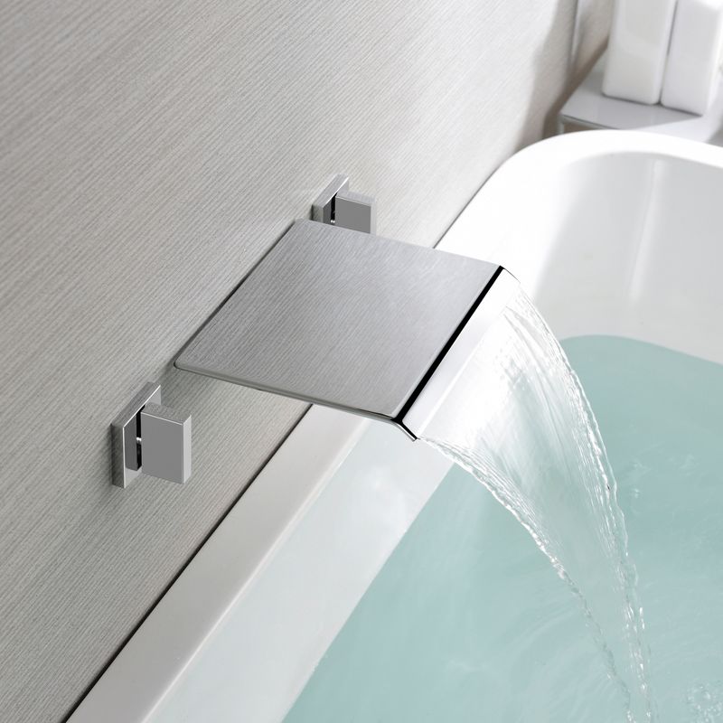SUMERAIN Wall Mount Bathtub Faucet Waterfall Tub Filler Faucet Dual Handles, Chrome Finish, 4 of 8