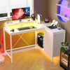 Whizmax L Shaped Desk with Power Outlets & LED Lights, Computer Desk with Drawers & Shelves, Corner Desk Gaming Desk Home Office Desk - 2 of 4