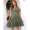 Coolmee Women's Summer Maternity Mini Dress One Shoulder Sleeveless Knot Short Dress Tiered Flowy Sundress - 3 of 4