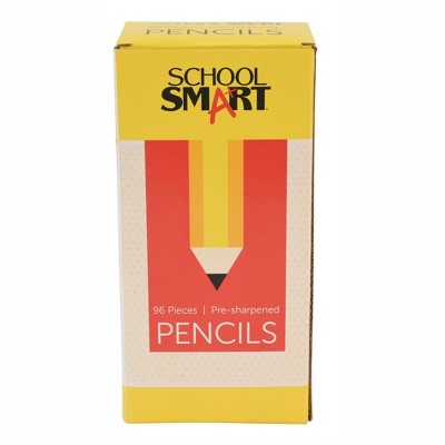 School Smart No 2 Pencils, Pre-Sharpened, Hexagonal with Latex-Free Erasers, Pack of 96
