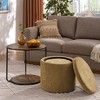 VYNXARIA Multi-Functional Ottoman Set: Ottoman & Table Combo with Drum Stool and Storage - Dark yellow - 2 of 4