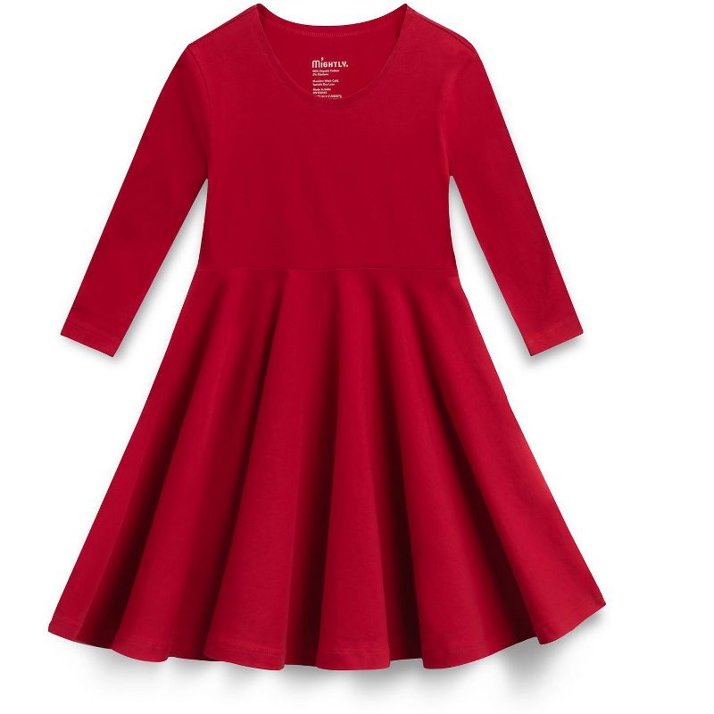 Mightly Toddler Fair Trade Organic Cotton Solid 3/4 Sleeve Twirl Dress, 1 of 5