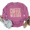 Coffee Weather Block Distressed - Women's Garment Dyed Long Sleeve Graphic T-Shirt - 3 of 4