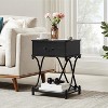 VECELO 1-Drawer Nightstands Set of 1/2 End Side Tables Modern X Design Metal Bedside Tables with Open Shelf Brown - 4 of 4