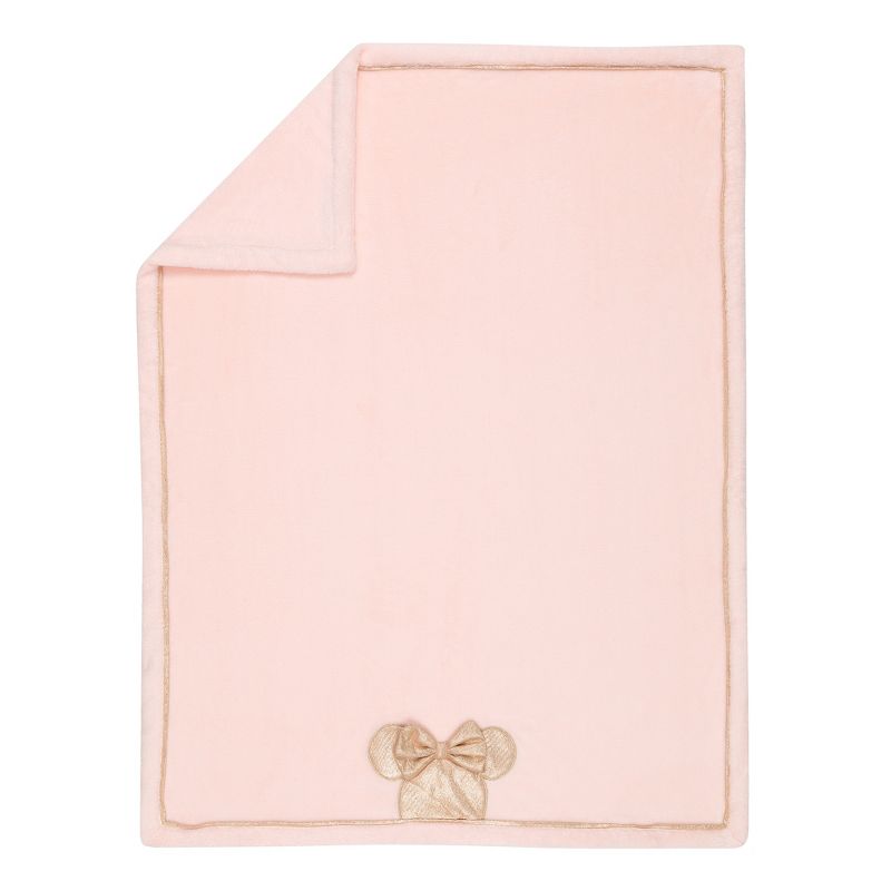Lambs & Ivy Disney Baby Pink/Rose Gold MINNIE MOUSE Appliqued Baby Blanket, 3 of 6