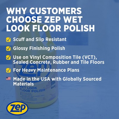High-Gloss Wet Look 5 Gallon Floor Polish for Multiple Surfaces
